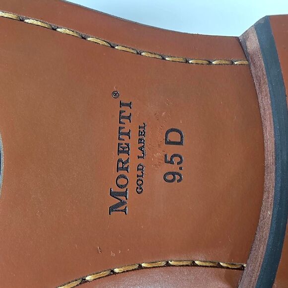 Moretti Lace Up Boots Gold Label, Mens 9.5 D, Dark Blue wool, Brown Cap Toe NWOT - Picture 8 of 8